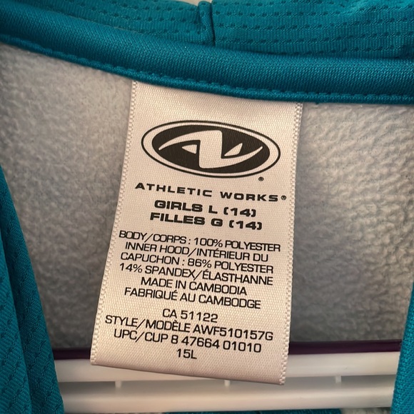 ATHLETIC WORKS GIRLS L (14) ZIP UP ACTIVE SWEATER - Picture 3 of 3